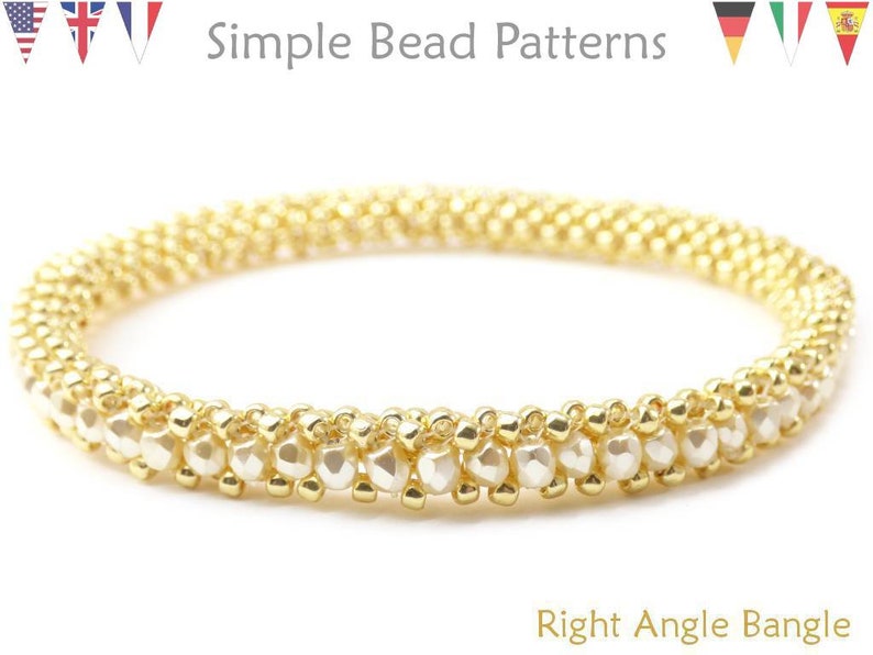 Simple Bead Patterns Right Angle Weave RAW Right Angle Bangle #146 Beading Patterns Bangle Bracelets Jewelry Making Tutorials