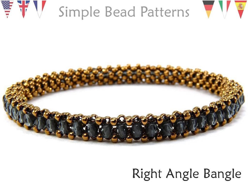 Simple Bead Patterns Right Angle Weave RAW Right Angle Bangle #146 Beading Patterns Bangle Bracelets Jewelry Making Tutorials