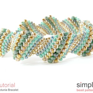 Flat Cellini Spiral Bracelet Beading Pattern, Peyote Stitch Bead Tutorial, DIY Jewelry Making Peyote Stitch Beaded Bracelet Tutorial P-00283 image 1