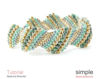 Flat Cellini Spiral Bracelet Beading Pattern, Peyote Stitch Bead Tutorial, DIY Jewelry Making Peyote Stitch Beaded Bracelet Tutorial P-00283