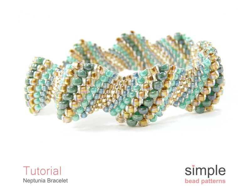 Flat Cellini Spiral Bracelet Beading Pattern, Peyote Stitch Bead Tutorial, DIY Jewelry Making Peyote Stitch Beaded Bracelet Tutorial P-00283 image 1