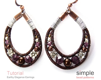Patrones de aretes de aro con cuentas (PDF): Diseño "Aretes de elegancia terrosa"