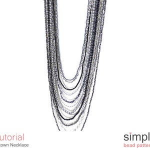 Long Necklace Beading Pattern, Opera Necklace Jewelry Making Tutorial, Long Chain Necklace Instructions, Chain Necklace Tutorial, P-00430 image 5