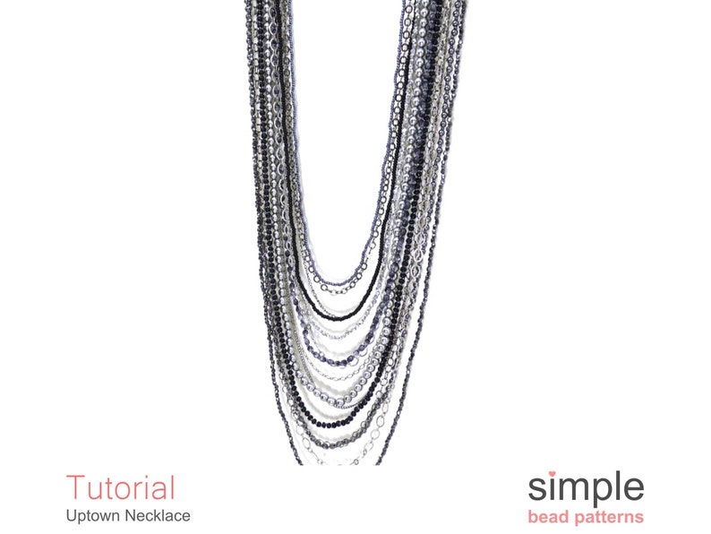 Long Necklace Beading Pattern, Opera Necklace Jewelry Making Tutorial, Long Chain Necklace Instructions, Chain Necklace Tutorial, P-00430 image 5