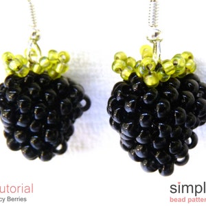 Earrings Beading Pattern, Beaded Berry Earrings Tutorial, Raspberry Earrings Instructions, Beaded Blackberry Earrings, Berry Jewelry P-00227 image 3