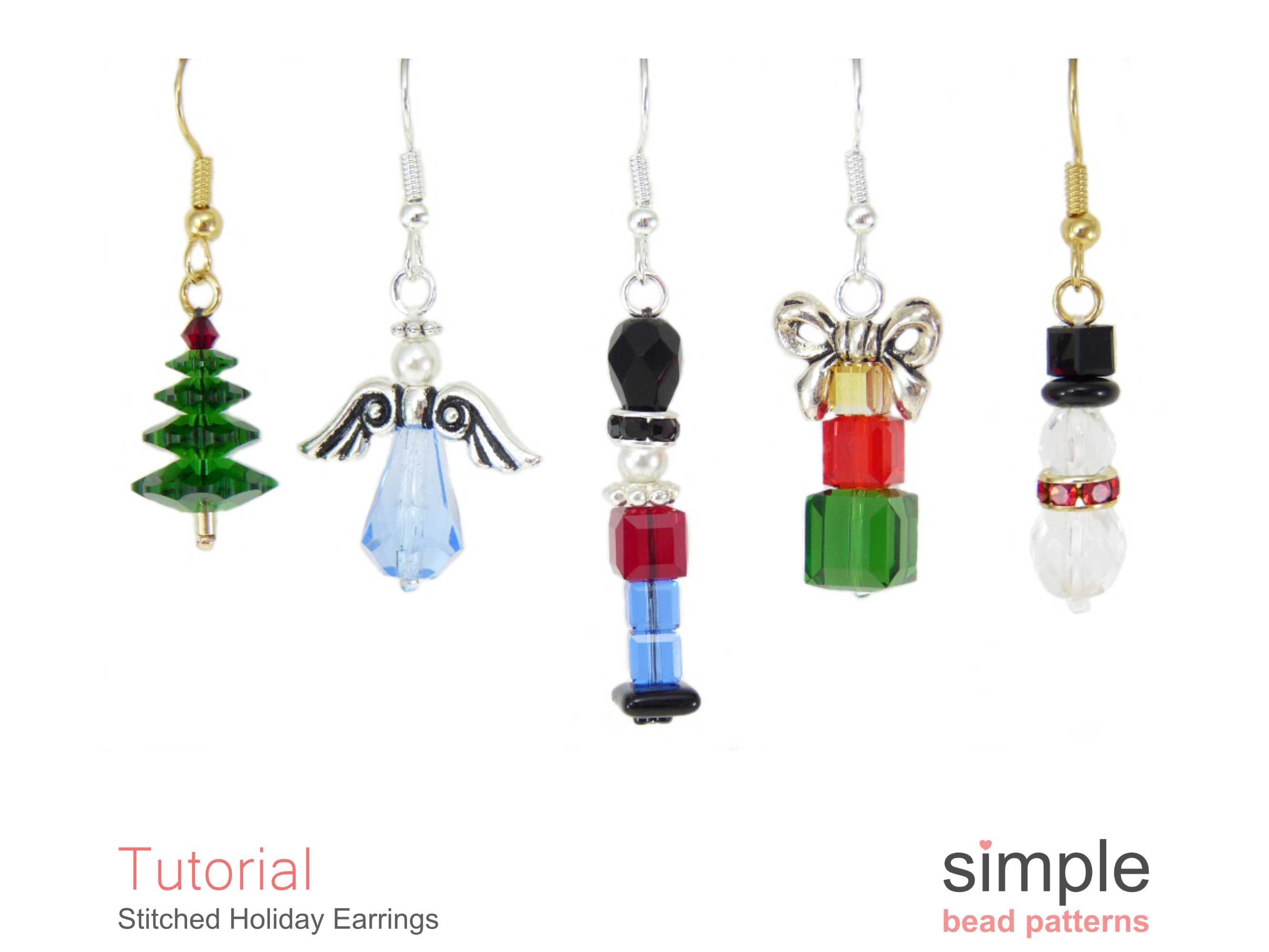 Christmas Dangle Earrings Beading Pattern Beginner Jewelry Making