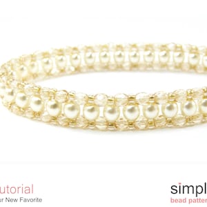 Pearl and Seed Bead Bracelet Pattern, Right Angle Weave Bracelet Tutorial, Jewelry Making Beading Pattern, Beadweaving Patterns P-00448