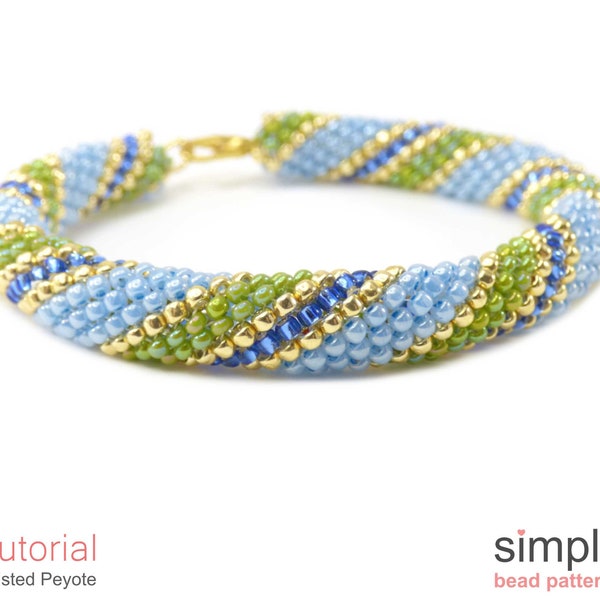 Peyote with a Twist Pattern, PWAT Pattern, Beaded Tube Jewelry Making Beading Pattern for Bracelet & Necklace, Bead Weaving Tutorial P-00425