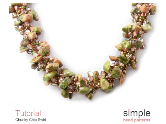 Gemstone Chips Spiral Beaded Rope Necklace Pattern Beadweaving