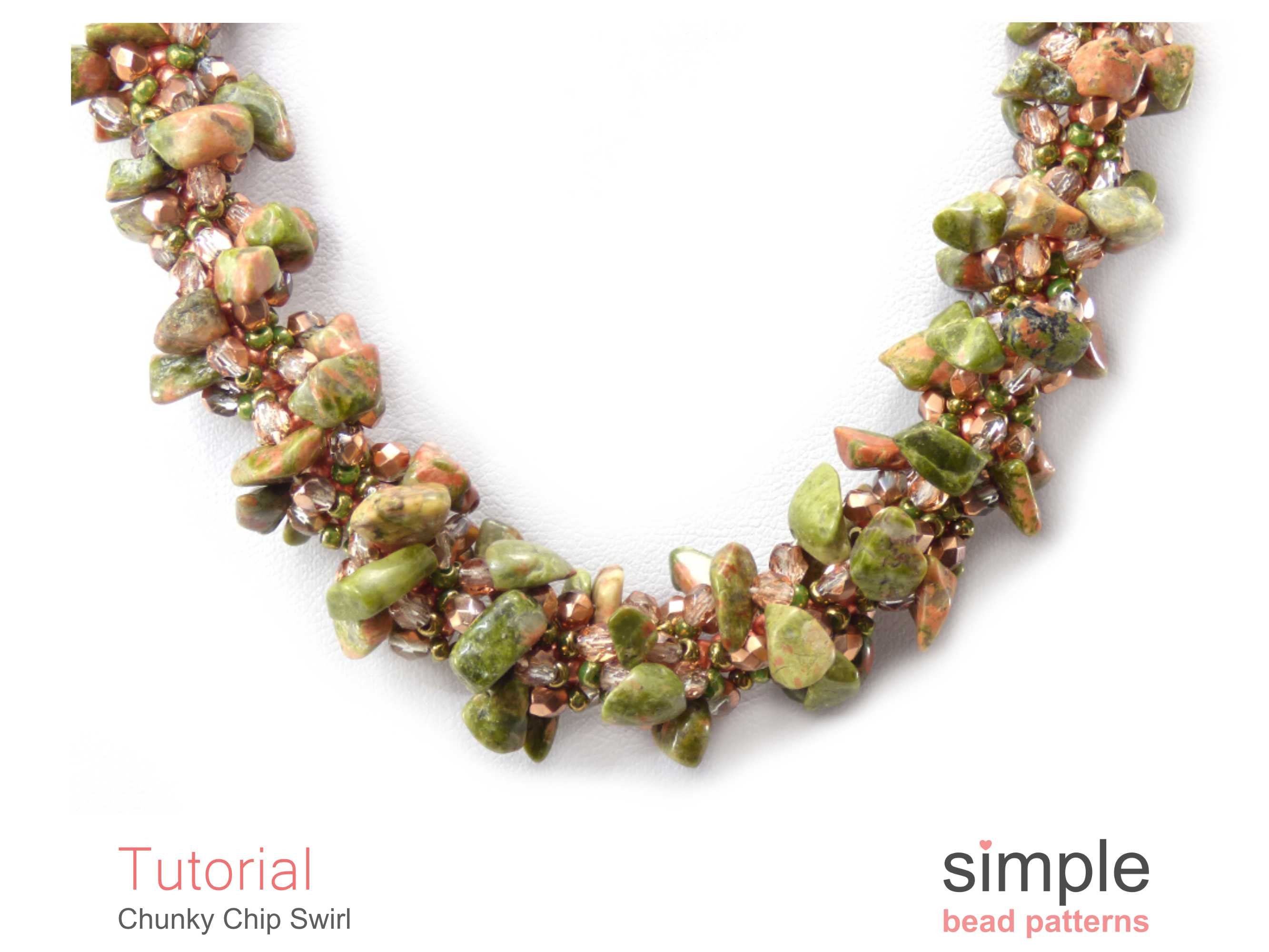 Gemstone Chips Spiral Beaded Rope Necklace Pattern Beadweaving