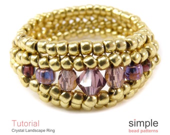 Beaded Ring Pattern PDF: "Crystal Landscape Ring" Design
