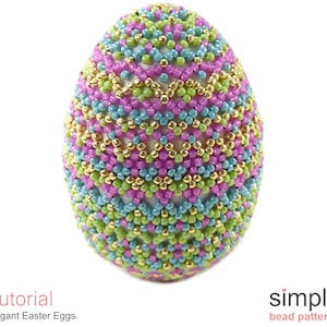 Beaded Easter Egg Pattern, Easter Beading, DIY Faberge Eggs, Simple Bead Patterns, Beadweaving Tutorials, Beading Easter Eggs Gifts, P-00146