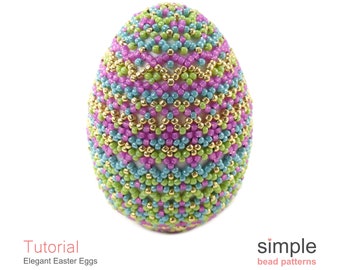 Beaded Easter Egg Pattern, Easter Beading, DIY Faberge Eggs, Simple Bead Patterns, Beadweaving Tutorials, Beading Easter Eggs Gifts, P-00146