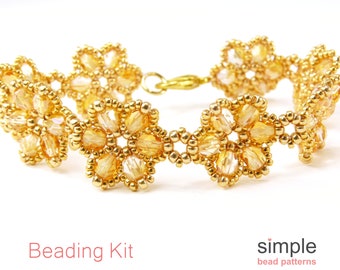 Bracelet Making Kit for Adults (in Gold): "Beaded Lace Bracelet" Design