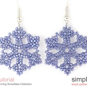 Beaded Snowflake Dangle Earrings Pattern, Snowflake Beading Pattern, Beaded Snowflake Instructions, Seed Bead Patterns, Beadweaving, P-00367