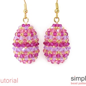 Beaded Easter Egg Earrings Pattern, Easter Beading, DIY Faberge Eggs, Simple Bead Patterns, Beadweaving Tutorials, Beaded Gift Ideas P-00097 image 3