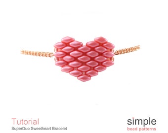 Beaded Heart Bracelet Pattern, Beading Hearts Beadweaving Tutorial, Simple Bead Patterns, Beaded Heart Bracelet, Beaded Gifts Ideas, P-00393