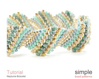 Flat Cellini Spiral Bracelet Beading Pattern, Peyote Stitch Bead Tutorial, DIY Jewelry Making Peyote Stitch Beaded Bracelet Tutorial P-00283