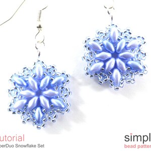 Dangle Earring Patterns Beaded Snowflake Dangle Earrings Pattern, Snowflake Beading Pattern ...