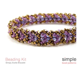 Bracelet Making Kit in Amethyst, Bronze, And Gold: Bead Kit For Beginners