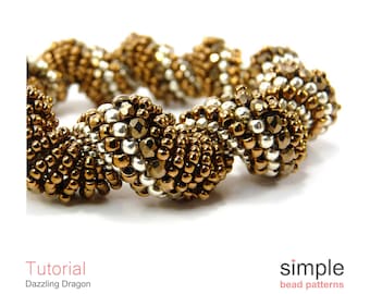 Bracelet Beading Pattern, Beaded Bracelet Jewelry Making Tutorial, Dutch Spiral Stitch Bead Pattern, Seed Bead Bracelet Instructions P-00119