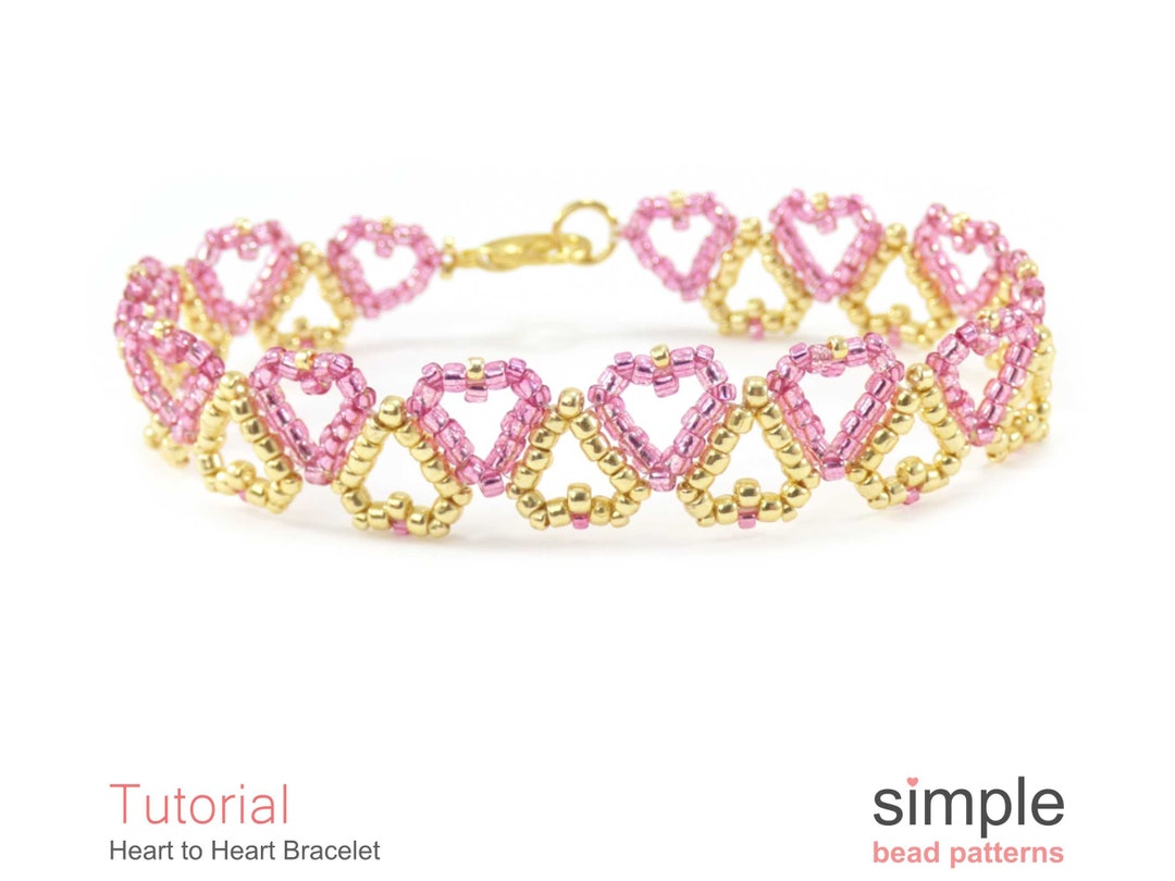 Beaded Heart Bracelet Pattern, Beading Hearts Beadweaving Tutorial