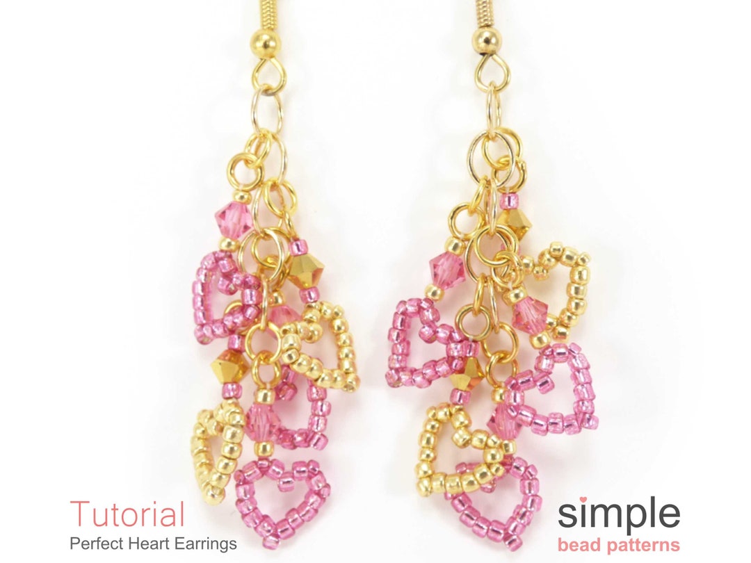 Dangle Earring Patterns Beaded Heart Dangle Earrings Pattern PDF: