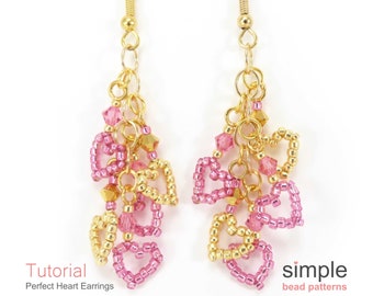 Beaded Heart Dangle Earrings Pattern PDF: "Perfect Heart Earrings" Design