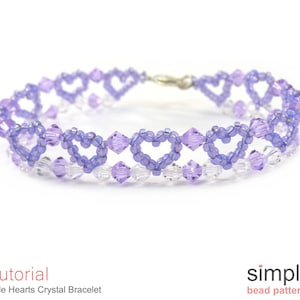 Mönster för armband med pärlor och hjärtan i PDF-format: "Lilla kristallarmbandet med hjärtan"-design bild 3
