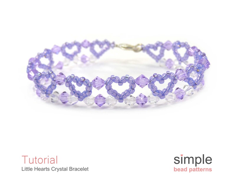 Mönster för armband med pärlor och hjärtan i PDF-format: "Lilla kristallarmbandet med hjärtan"-design bild 3