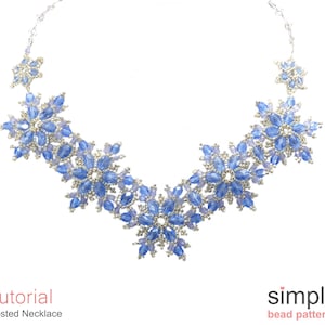 Frozen Snowflake Necklace Beading Pattern, Beaded Snowflake Jewelry Making Tutorial, Frozen Necklace Christmas Beading Instructions, P-00174