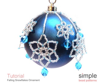 Beaded Ornament Cover Pattern, Beaded Snowflake Ornament, Make Christmas Ornament with Beads, Beaded Christmas Ornament, Beadweaving P-00155