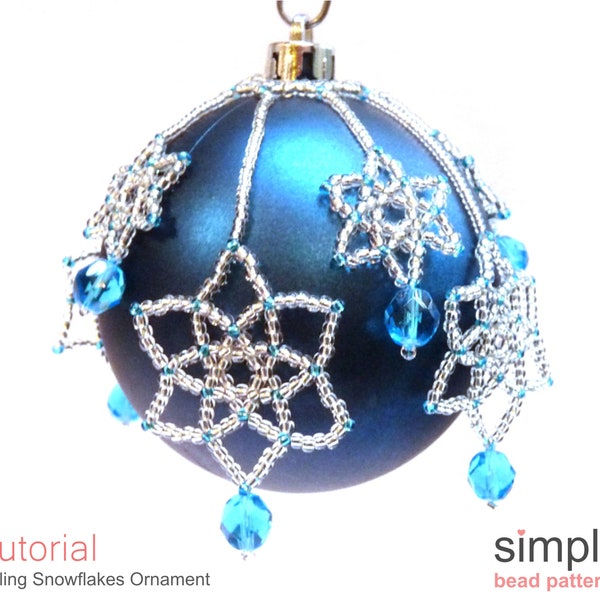 Beaded Ornament Cover Pattern, Beaded Snowflake Ornament, Make Christmas Ornament with Beads, Beaded Christmas Ornament, Beadweaving P-00155