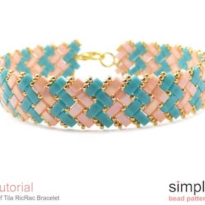 Beaded Bracelet Patterns, Herringbone Bead Stitching, Half Tila Beads Beading Patterns for Bracelet, DIY Beaded Bracelet Tutorial, P-00199