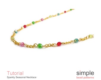 Beaded Chain Necklace Tutorial, Wire Wrapped Jewelry Tutorial, Easy Wire Wrap Tutorial, Beaded Necklace Pattern, Beading Tutorial, P-00355