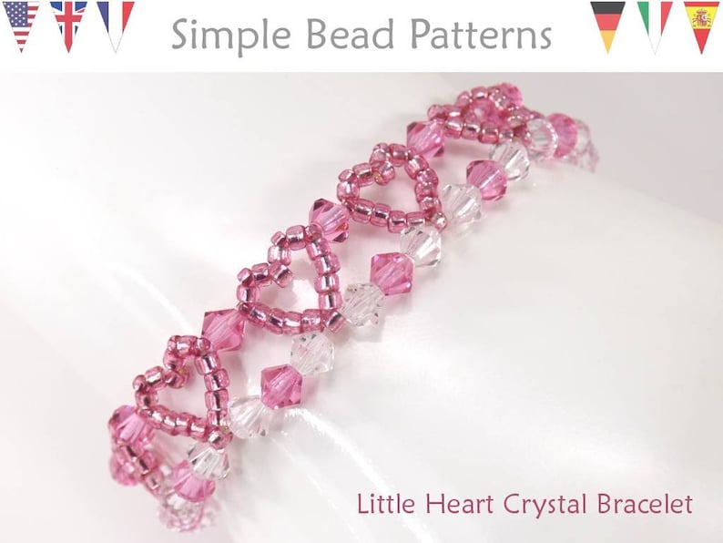 Beaded Hearts Seed Bead Bracelet Beading Pattern and Tutorial Etsy