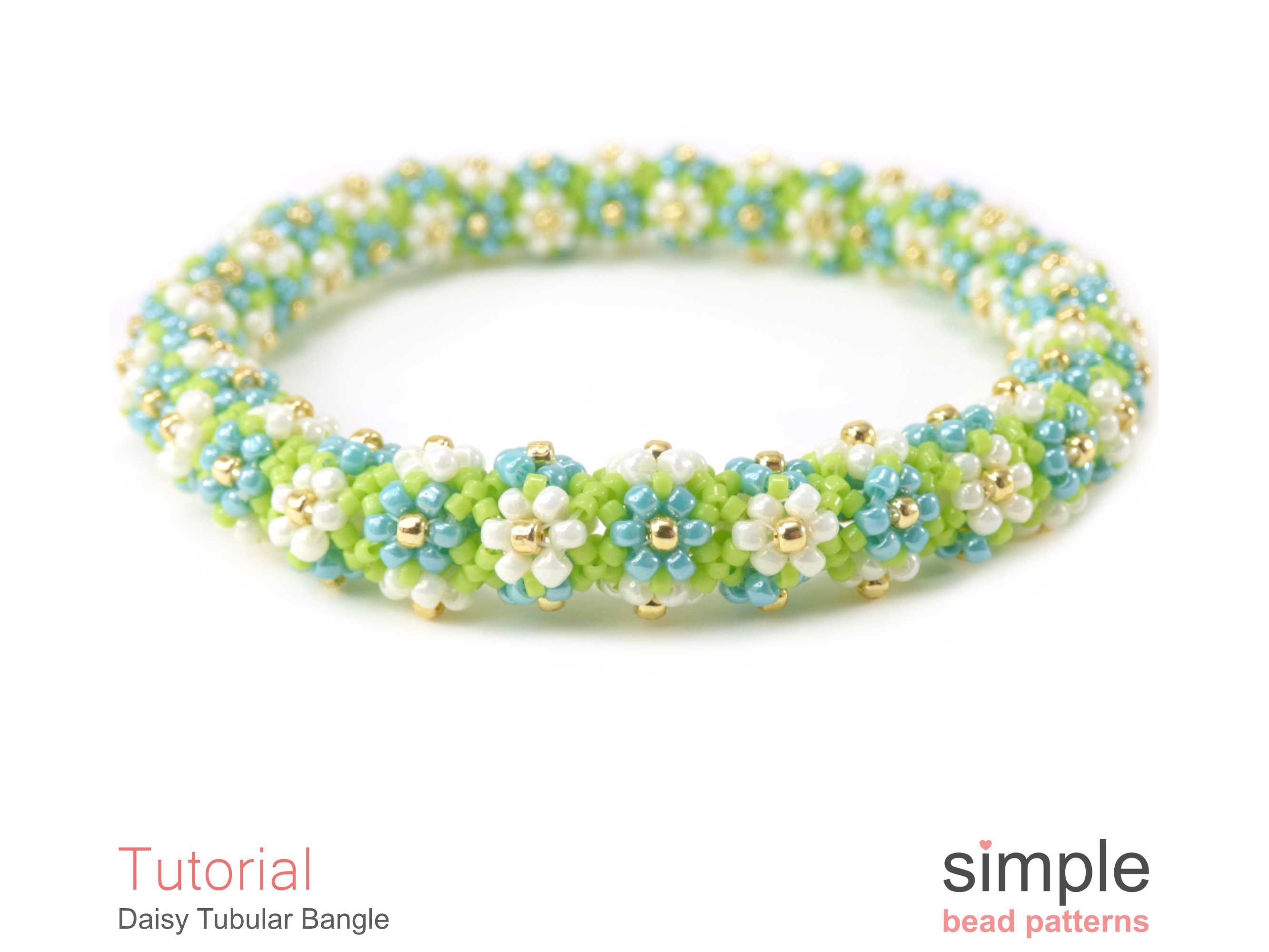 Flower Bead Cuff Bracelet/Daisy Chain | Blue/Yellow/Green | Set & Sing –  Strands and Bands by Fran