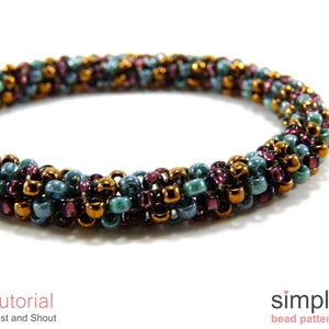Bracelet Beading Pattern, Beaded Necklace Tutorial, Odd Count Peyote Stitch Beading Pattern Tubular Peyote Tubular Bracelet Tutorial P-00424