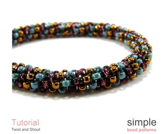 Bracelet Beading Pattern, Beaded Necklace Tutorial, Odd Count Peyote Stitch Beading Pattern Tubular Peyote Tubular Bracelet Tutorial P-00424