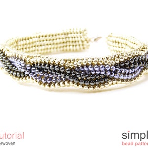Herringbone Bead Stitch Bracelet Tutorial, Bead Weaving Pattern, Beaded Bracelet Patterns, Seed Bead Braided Bracelet Beading Ideas, P-00226