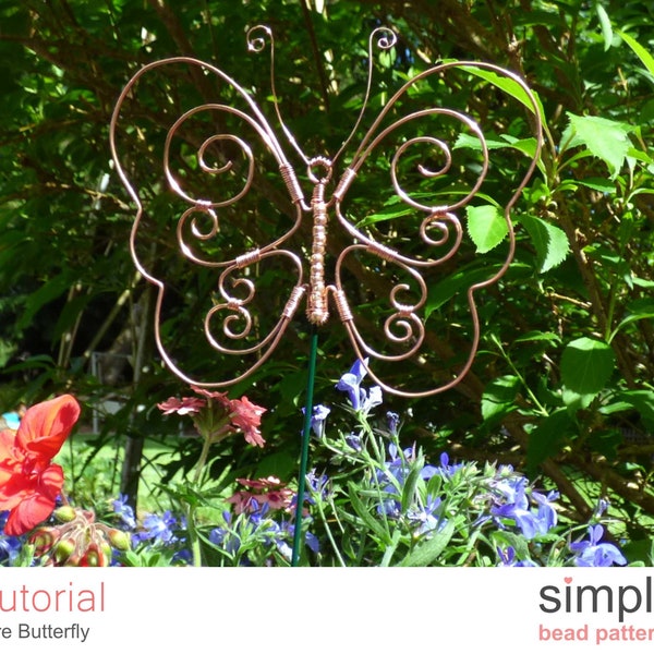 Bead and Wire Butterfly Tutorial, DIY Beaded Suncatchers or Decorative Garden Stakes, DIY Wire and Bead Butterfly Pattern, Wire Art, P-00443
