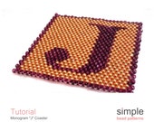 Beaded Monogram Coaster Beading Pattern PDF: "Monogram J Coaster" Design