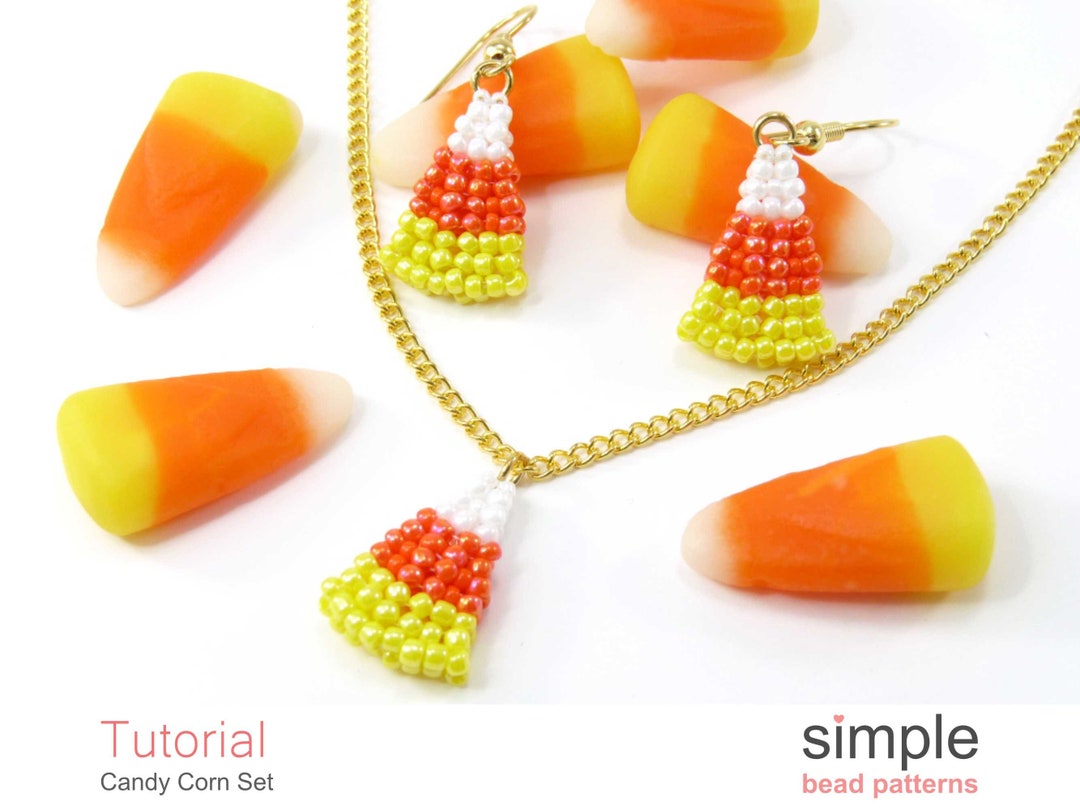 Beaded Candy Corn Earrings Pattern PDF: 