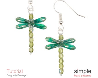 Patrón PDF de aretes de libélula con cuentas: Diseño "Aretes de libélula"