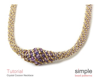 Russian Spiral Stitch - Beaded Necklace Pattern - Jewelry Making Tutorial - Simple Bead Patterns - Crystal Cocoon P-00096