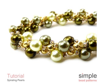 Patrón PDF de pulsera de punto espiral de perlas: Diseño "Perlas en espiral"