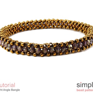 May include: A gold and purple beaded bangle bracelet. The bracelet is made with small, round beads and is designed in a right angle pattern. The bracelet is a simple design and would be a great addition to any jewellery collection.