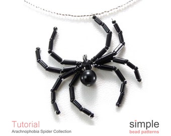 Beaded Spiders Tutorial and Patterns, How to Make a Beaded Spider Necklace, Halloween Spider Bead Pattern, Beaded Christmas Spider P-00006