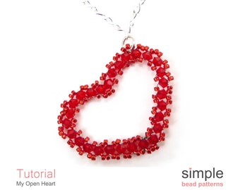 Modèle PDF de collier avec pendentif coeur en perles : modèle « Mon cœur ouvert »