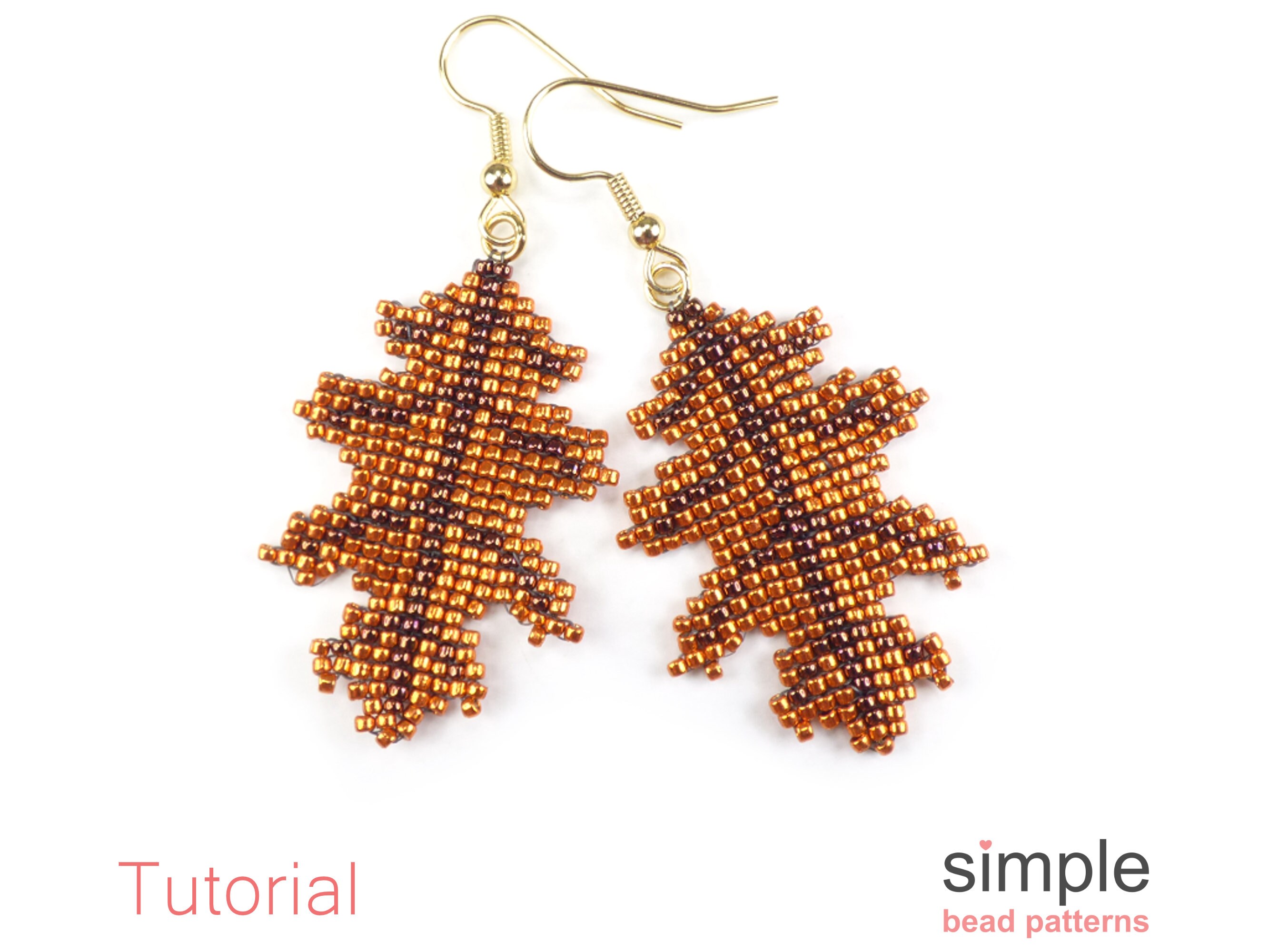 Oak Leaf Jewelry Pattern Square Stitch Beading Pattern Diy Etsy
